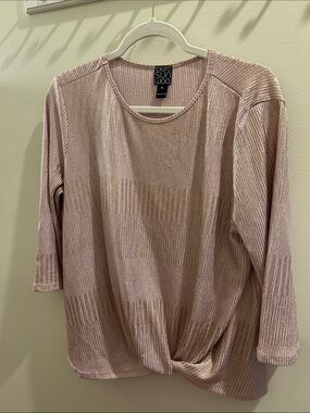 CLARA SUNWOO Metallic Blush Pink Twist-Hem Ribbed Top